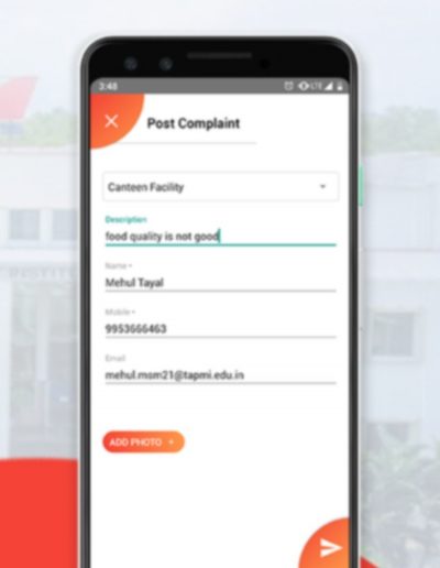 Tapmi assist app post complaints screen mockup